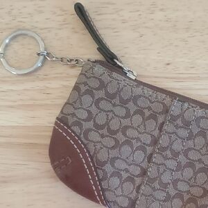 COACH Signature Brown Keychain Coin Wallet